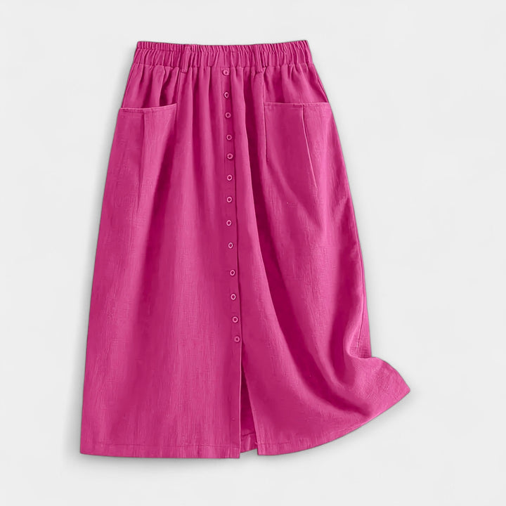 Magdaléna Elegantní Midi Vintage Sukně Předníkapsami