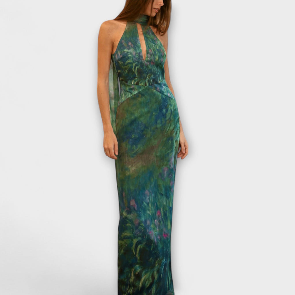 Maisie - Maxi Šaty s Potiskem Kosatce Monet