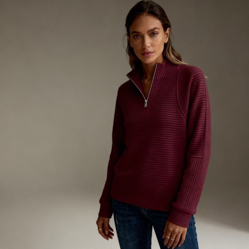 Lenka | Elegantní svetr s polo zipem