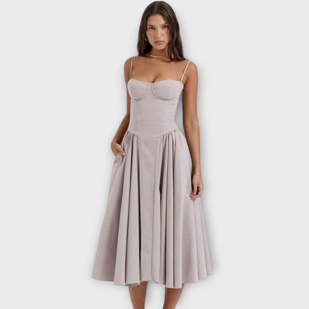 Rosalie - Elegantní bezrukávový korzetový šaty
