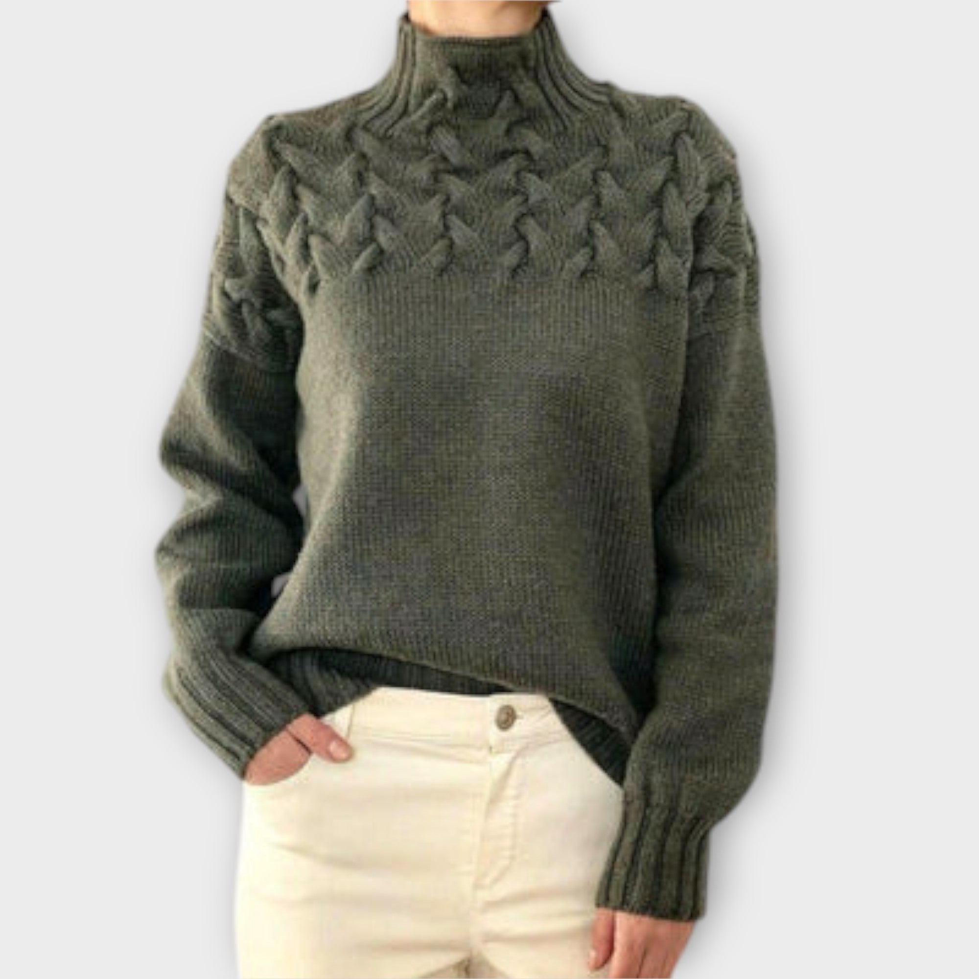 Eva - Dámský svetr s detailním copánkovým vzorem