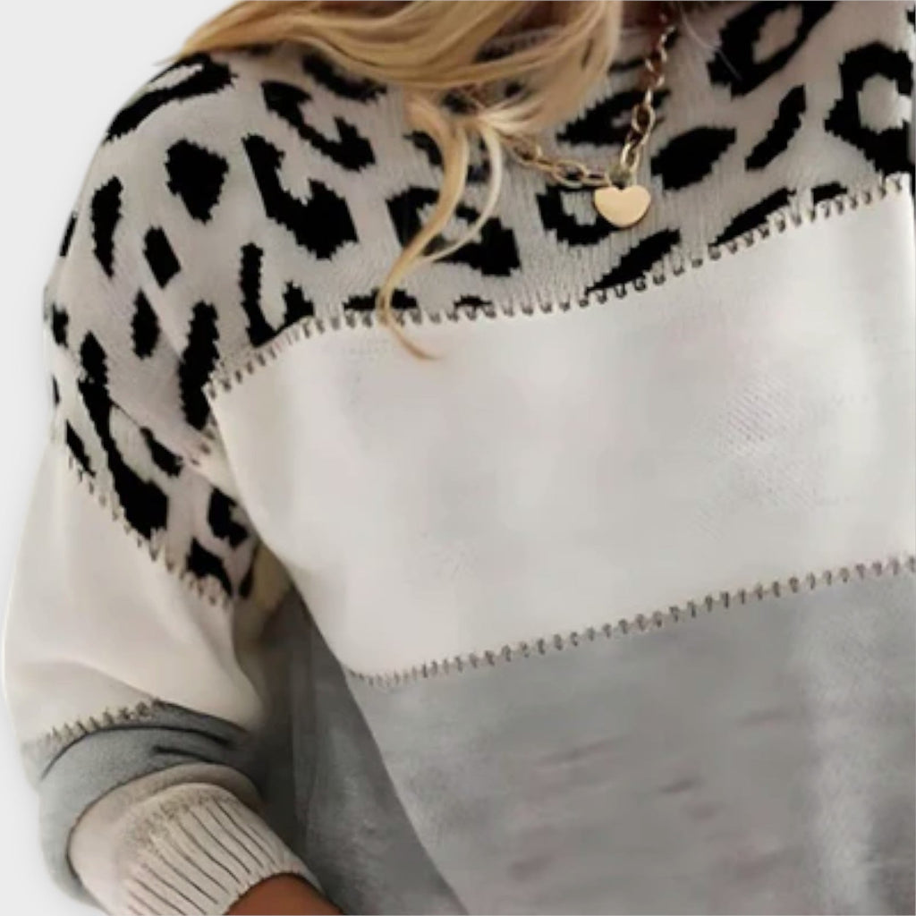 Petra – Ležérní svetr s leopardím designem