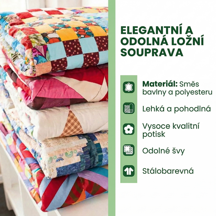 3dílná sada prošívaného povlečení - Útulná chata