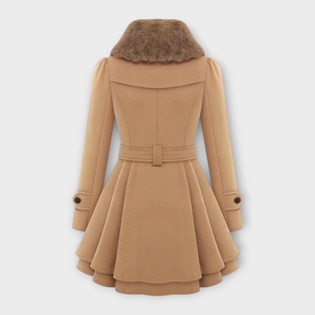 Emma - Elegantní kabát s umělým kožešinovým límcem
