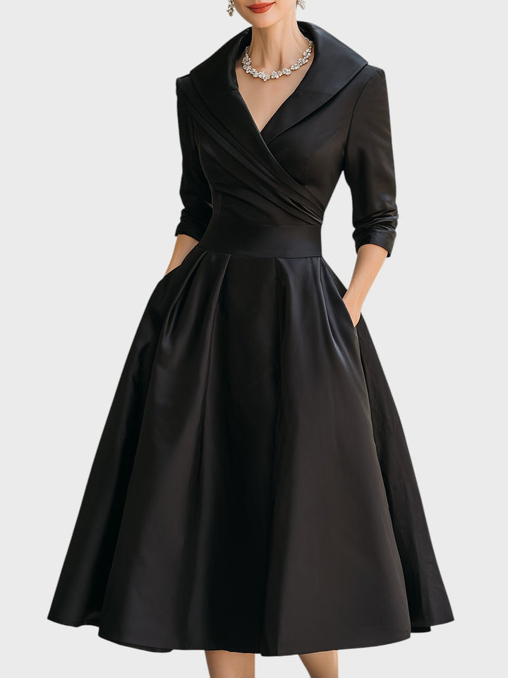 Tereza | Elegantní midi šaty s dlouhým rukávem