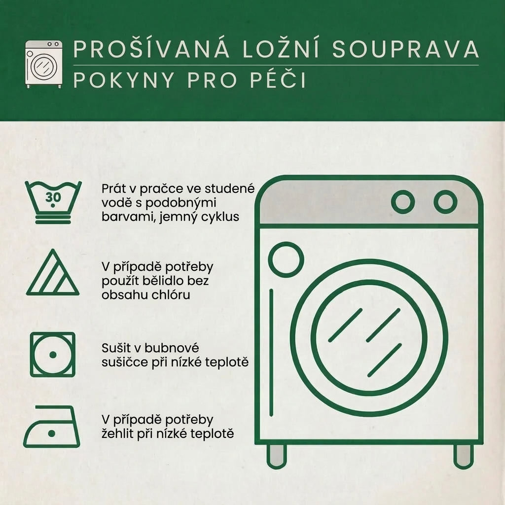 3dílná sada prošívaného povlečení - Bílý ibišek